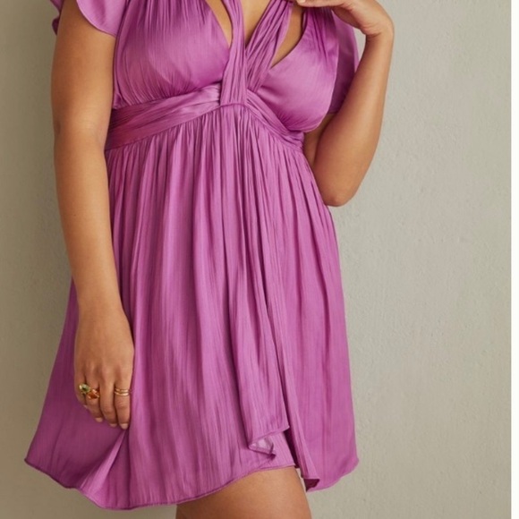 By Anthropologie Deep V-Neck Vibrant Mini Dress - Picture 2 of 5